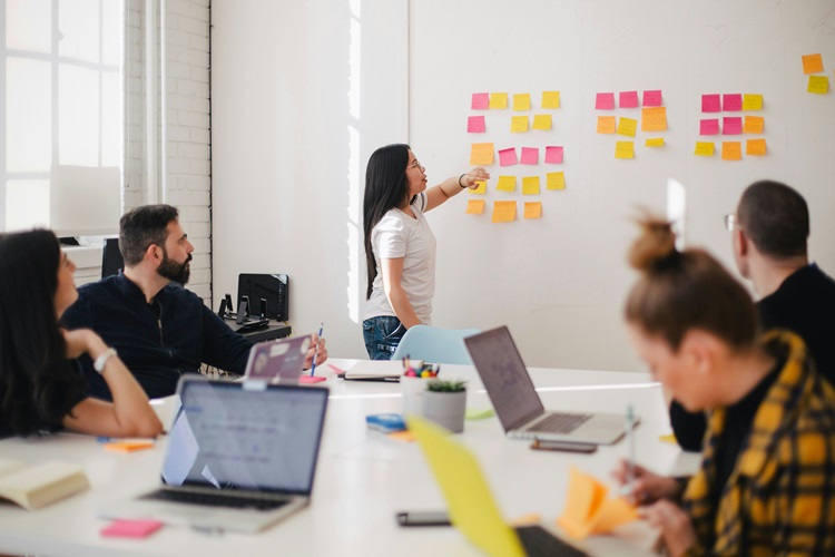 Team members in a meeting room